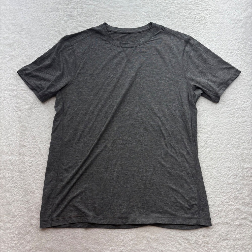 Lululemon Mens Metal Vent Tech Short Sleeve Shirt Grey Heathered Crew Neck L